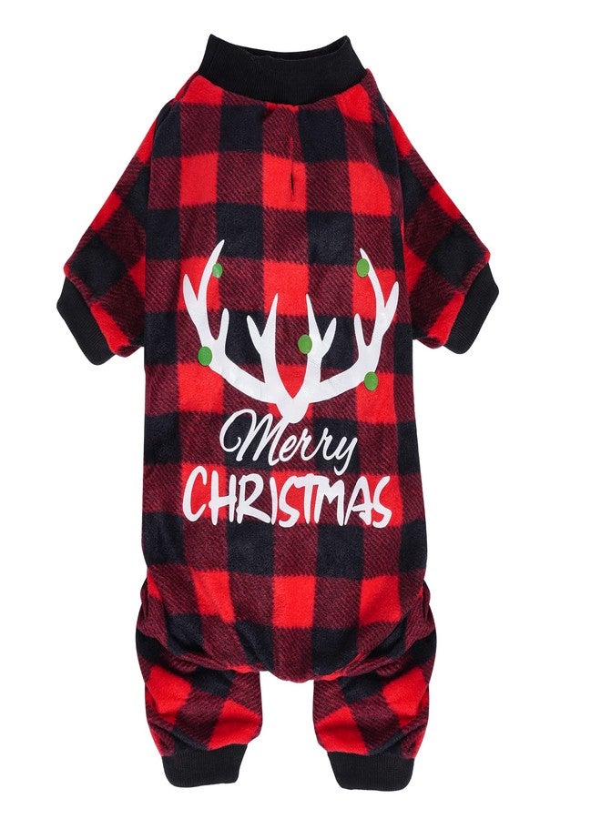 Dxhycc Pet Christmas Pajamas Red Black Plaid Dog Pajamas Pet Dog Fleece Jumpsuit Soft Warm Puppy Christmas Jammies Cat Doggie Sweater, S - Image 1